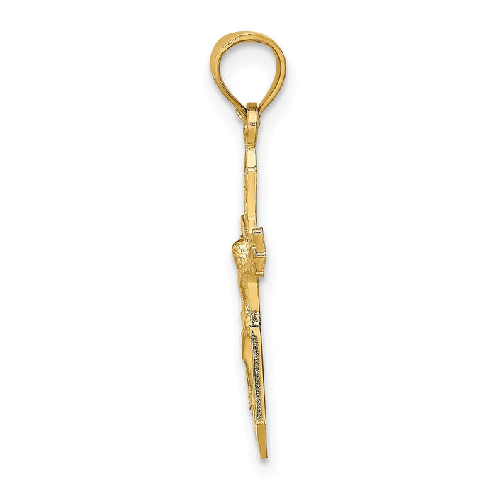 Million Charms 14K Yellow Gold Themed With Arrow Pointed Ends Relgious Crucifix Charm