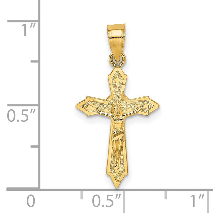 Million Charms 14K Yellow Gold Themed With Arrow Pointed Ends Relgious Crucifix Charm