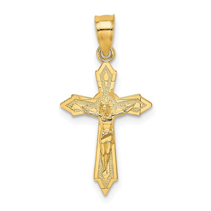 Million Charms 14K Yellow Gold Themed With Arrow Pointed Ends Relgious Crucifix Charm