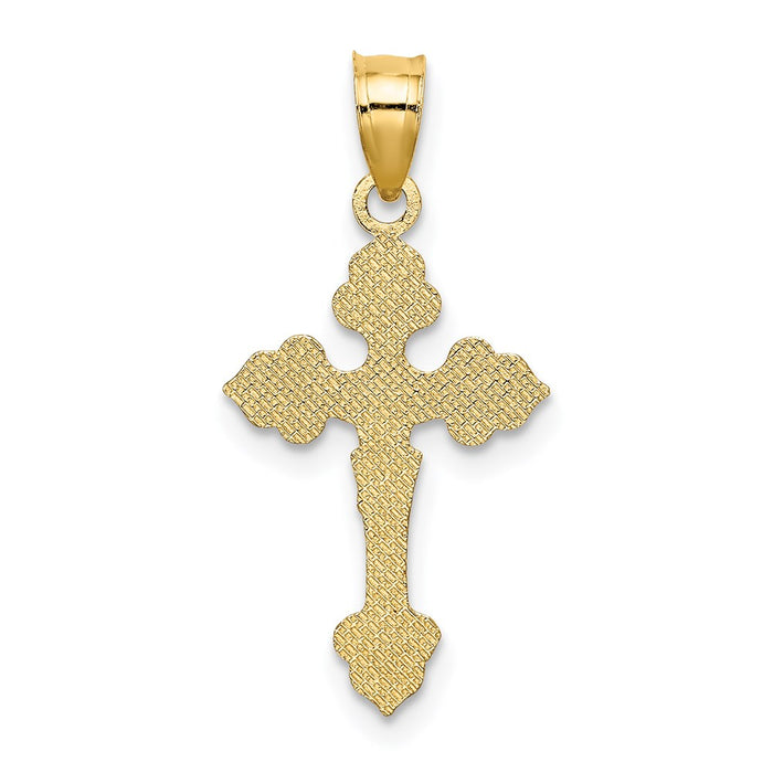 Million Charms 14K Yellow Gold Themed Relgious Crucifix With Fancy Tips Charm