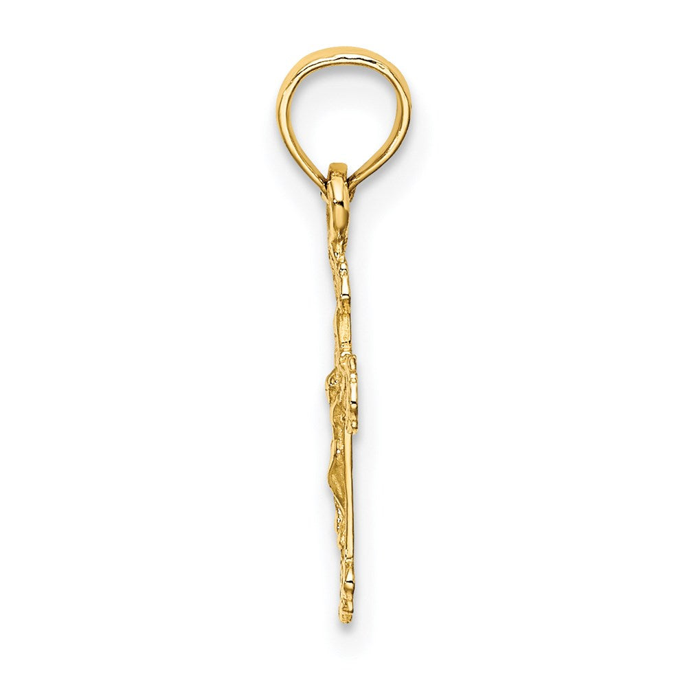 Million Charms 14K Yellow Gold Themed Mini Relgious Crucifix With Fancy Tips Charm