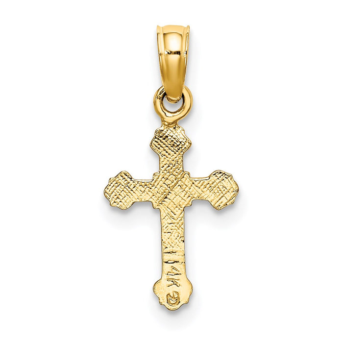 Million Charms 14K Yellow Gold Themed Mini Relgious Crucifix With Fancy Tips Charm