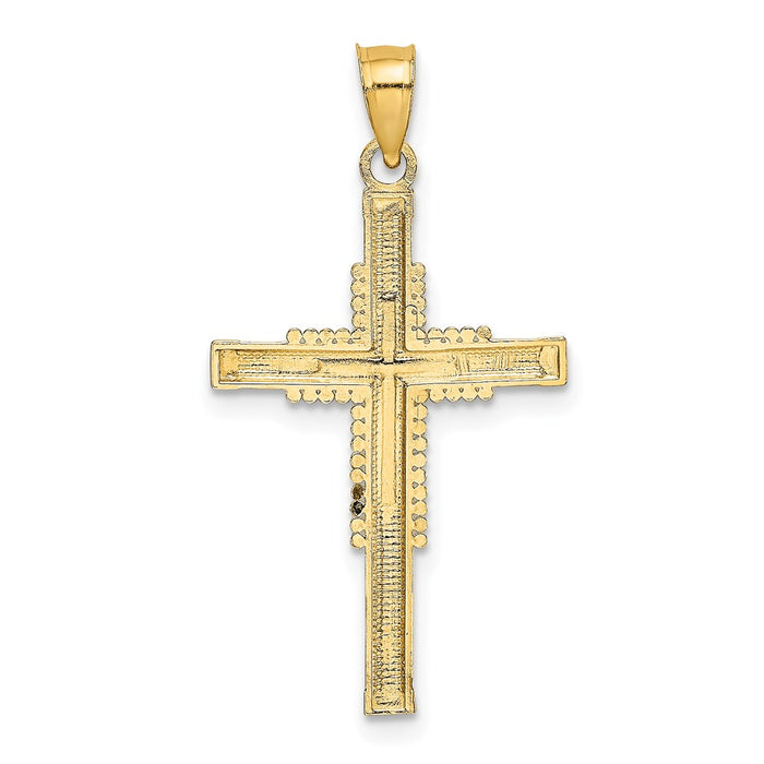 Million Charms 14K Yellow Gold Themed Textured Relgious Cross Charm