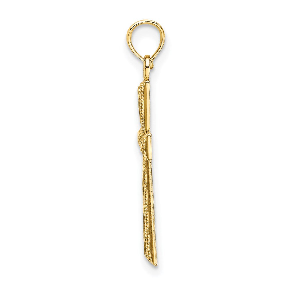 Million Charms 14K Yellow Gold Themed Diamond-Cut & Textured Relgious Cross Charm