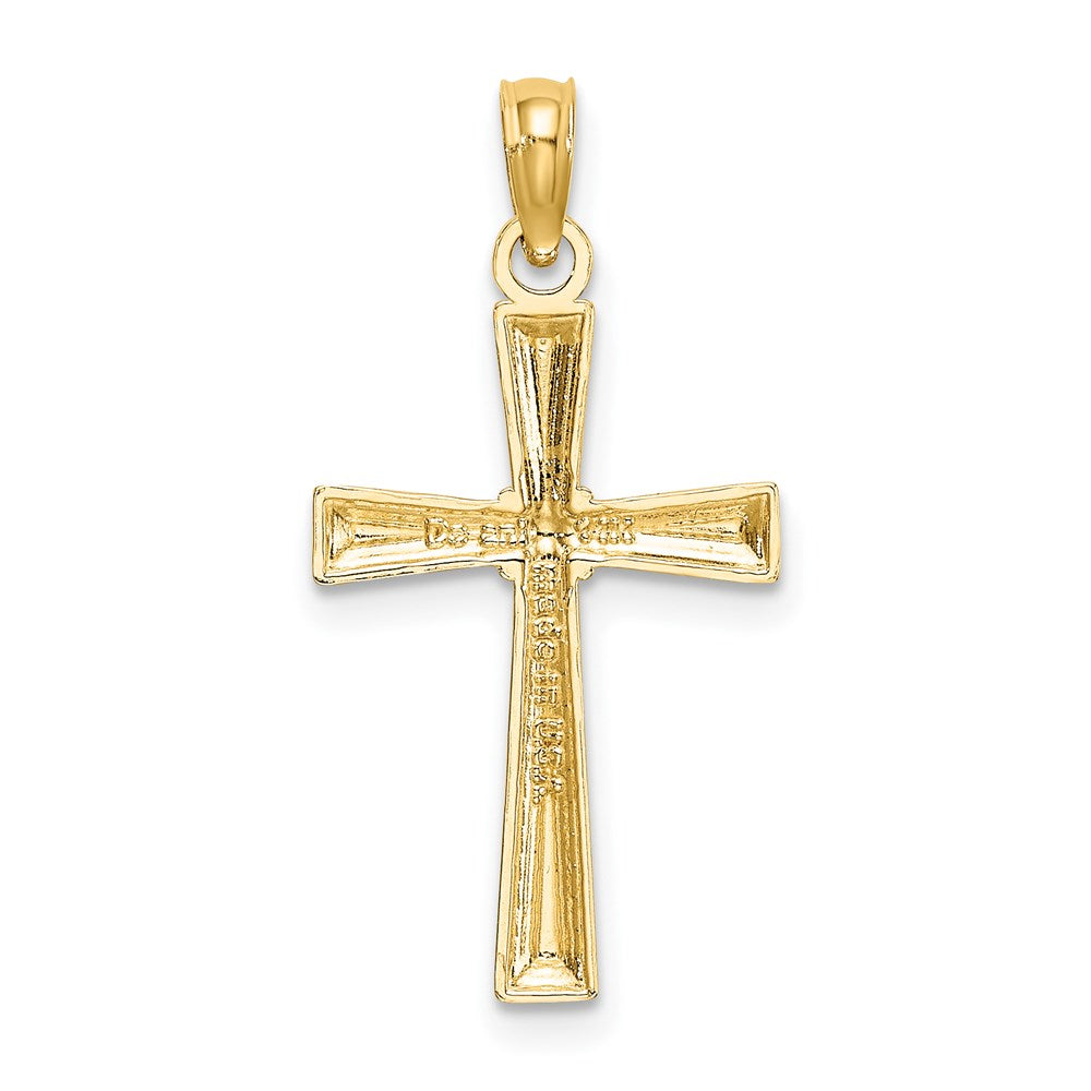 Million Charms 14K Yellow Gold Themed Diamond-Cut & Textured Relgious Cross Charm
