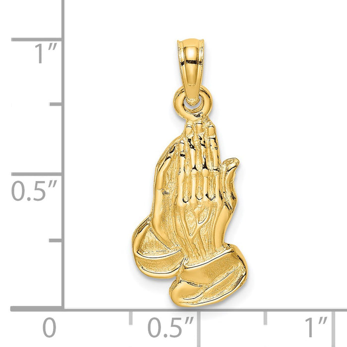 Million Charms 14K Yellow Gold Themed 2-D Praying Hands Charm