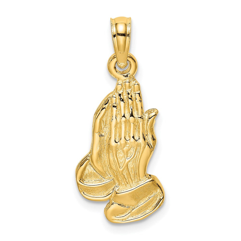 Million Charms 14K Yellow Gold Themed 2-D Praying Hands Charm