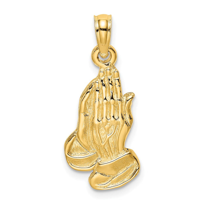Million Charms 14K Yellow Gold Themed 2-D Praying Hands Charm