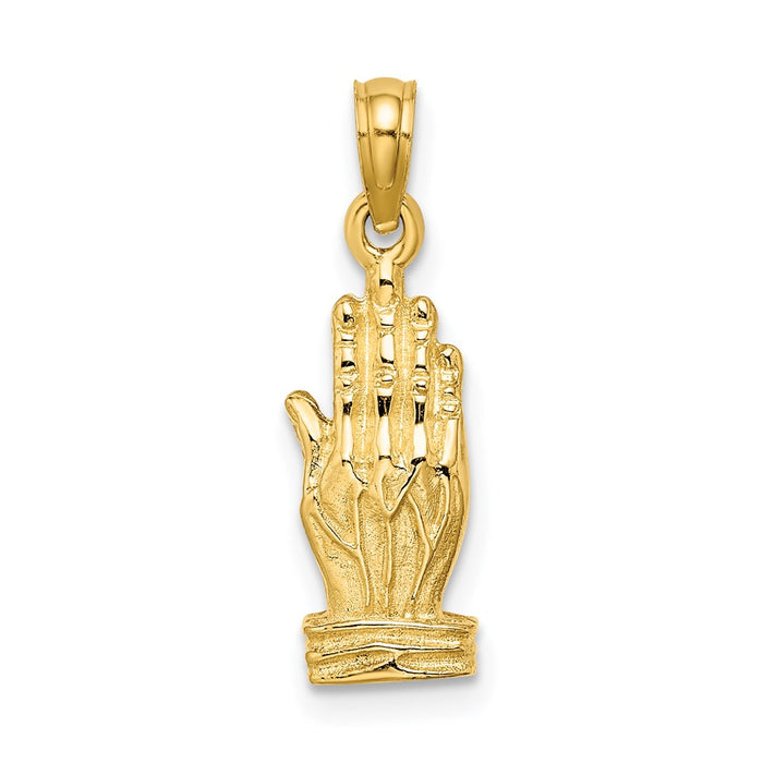 Million Charms 14K Yellow Gold Themed 3-D Praying Hands Charm