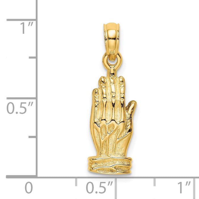 Million Charms 14K Yellow Gold Themed 3-D Praying Hands Charm