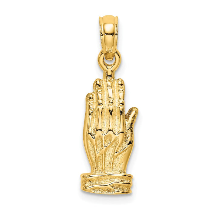 Million Charms 14K Yellow Gold Themed 3-D Praying Hands Charm