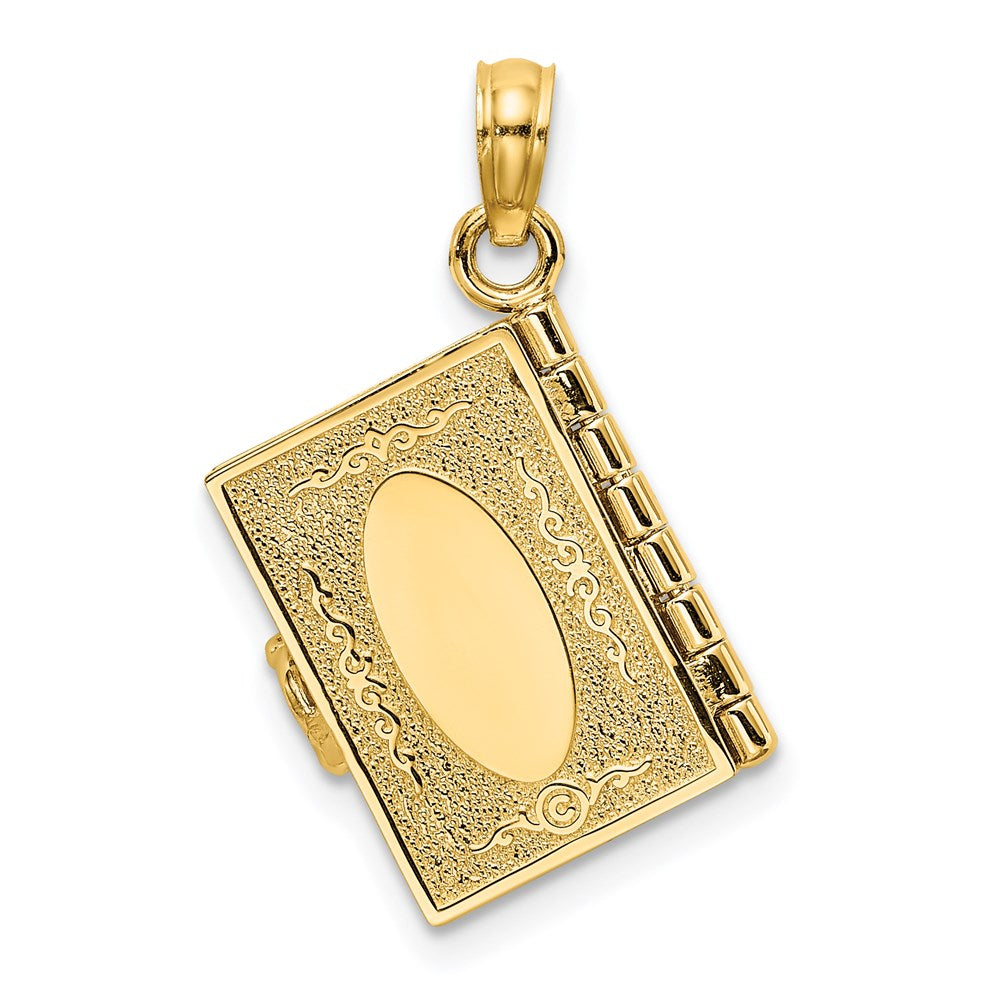 Million Charms 14K Yellow Gold Themed 3-D With Moveable Pages Hebrew Ten Commandments Book Charm