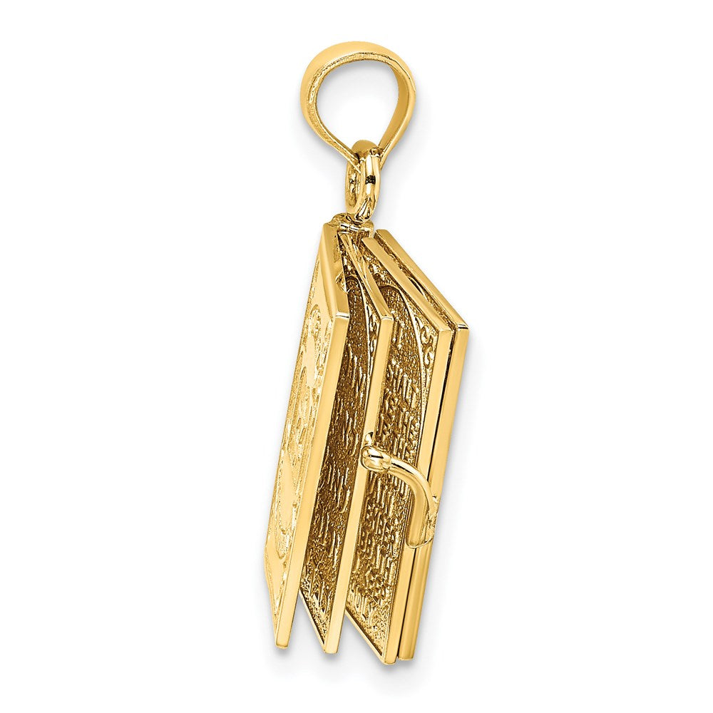 Million Charms 14K Yellow Gold Themed 3-D With Moveable Pages Hebrew Ten Commandments Book Charm