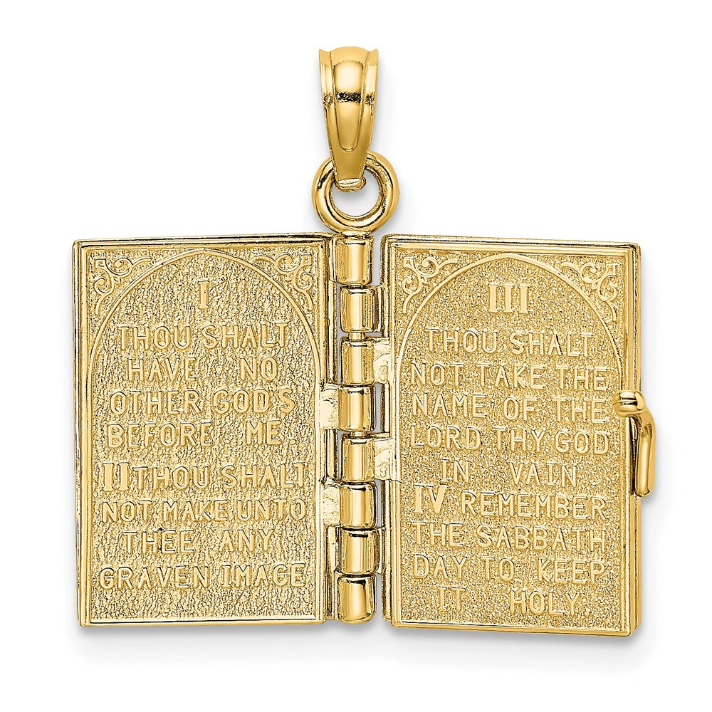 Million Charms 14K Yellow Gold Themed 3-D With Moveable Pages Hebrew Ten Commandments Book Charm