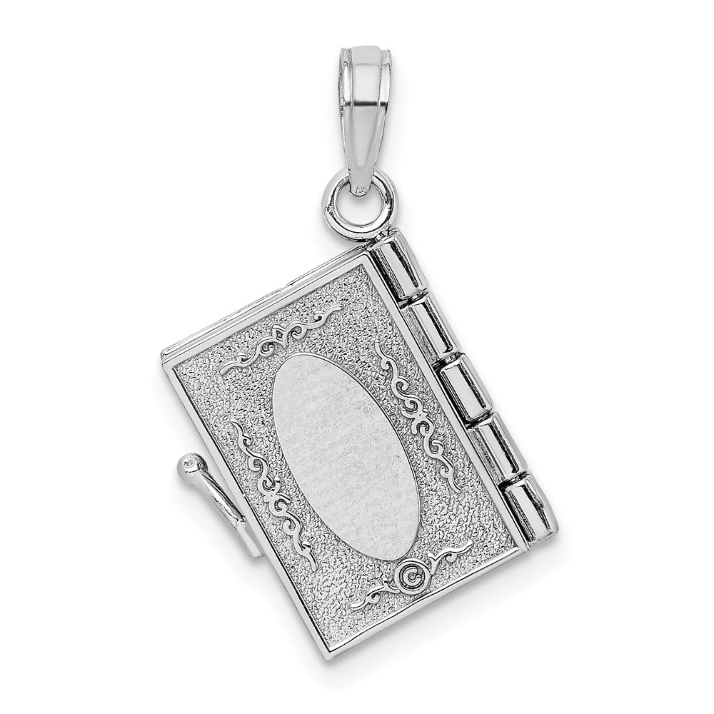 Million Charms 14K White Gold Themed 3-D With Moveable Pages Ten Commandments Book Charm
