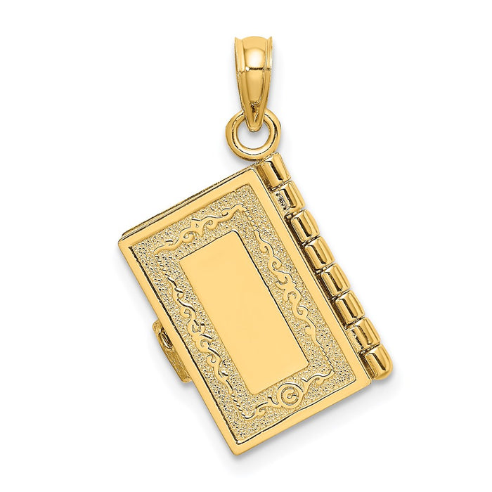 Million Charms 14K Yellow Gold Themed 3-D Moveable Santa Biblia Book/Spanish Bible Charm