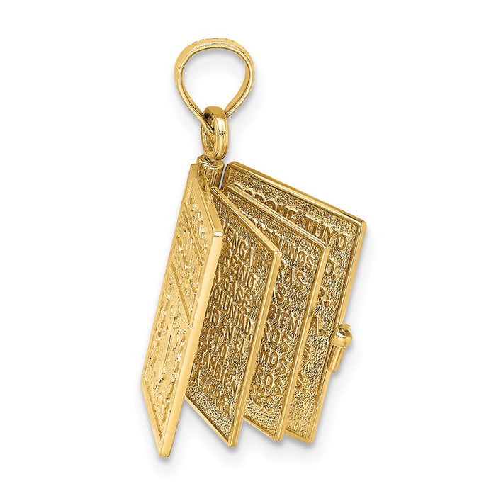 Million Charms 14K Yellow Gold Themed 3-D Moveable Santa Biblia Book/Spanish Bible Charm