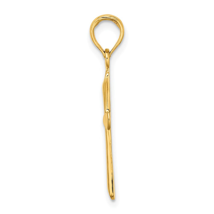 Million Charms 14K Yellow Gold Themed Polished Beveled Tip Relgious Cross Charm