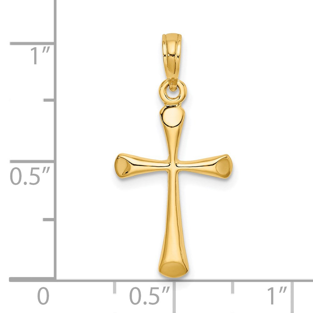 Million Charms 14K Yellow Gold Themed Polished Beveled Tip Relgious Cross Charm