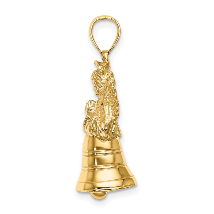 Million Charms 14K Yellow Gold Themed 3-D With Moveable Angel Charm