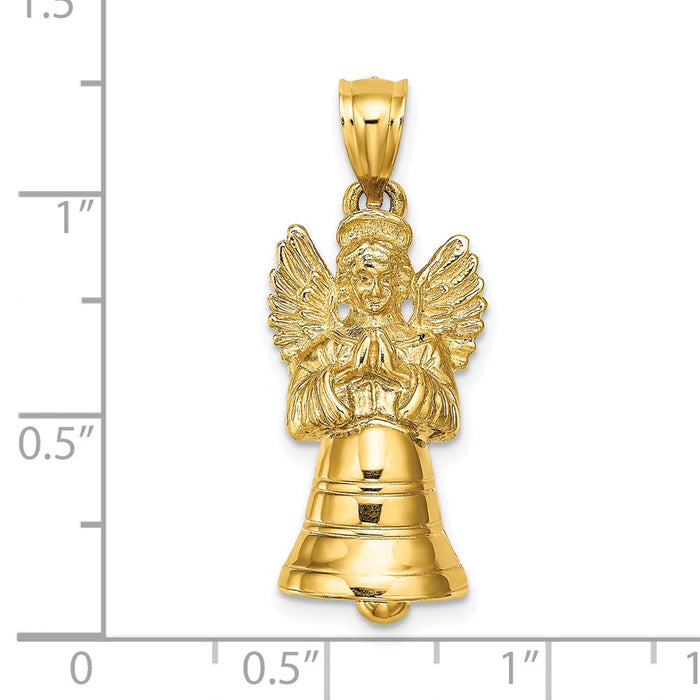 Million Charms 14K Yellow Gold Themed 3-D With Moveable Angel Charm