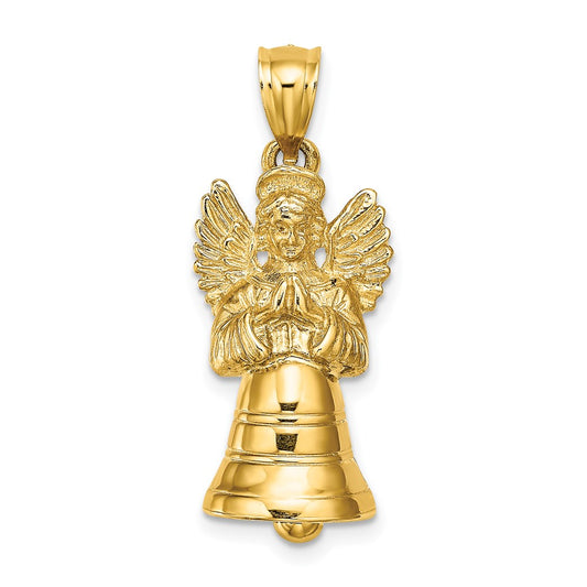 Million Charms 14K Yellow Gold Themed 3-D With Moveable Angel Charm