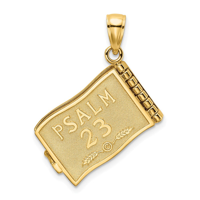 Million Charms 14K Yellow Gold Themed 3-D With Moveable Pages The Lord Is My Shepherd(Psalm 23) Charm