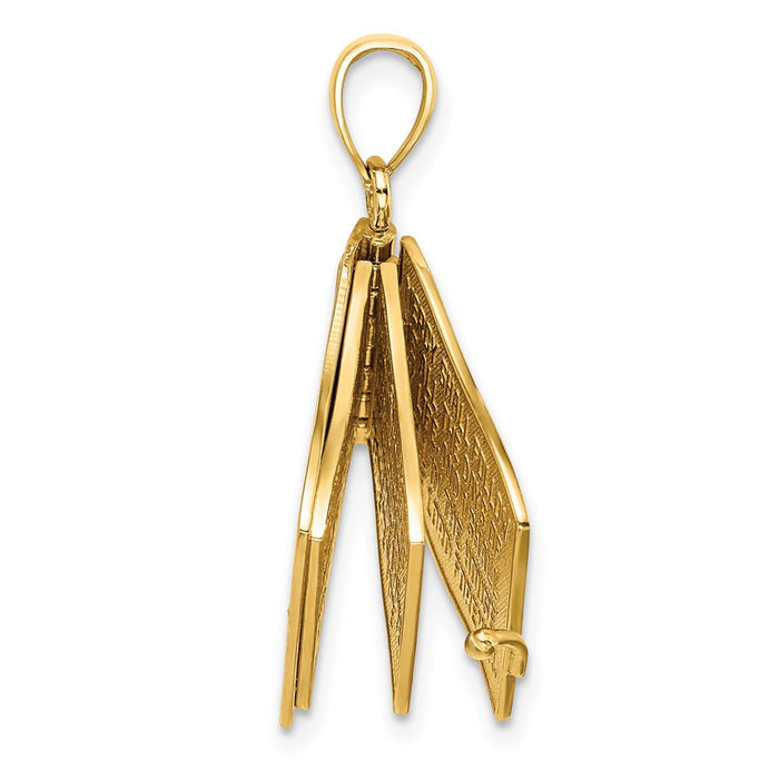 Million Charms 14K Yellow Gold Themed 3-D With Moveable Pages The Lord Is My Shepherd(Psalm 23) Charm