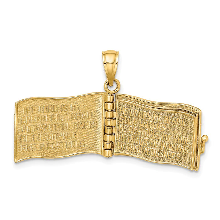 Million Charms 14K Yellow Gold Themed 3-D With Moveable Pages The Lord Is My Shepherd(Psalm 23) Charm