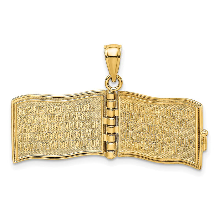 Million Charms 14K Yellow Gold Themed 3-D With Moveable Pages The Lord Is My Shepherd(Psalm 23) Charm