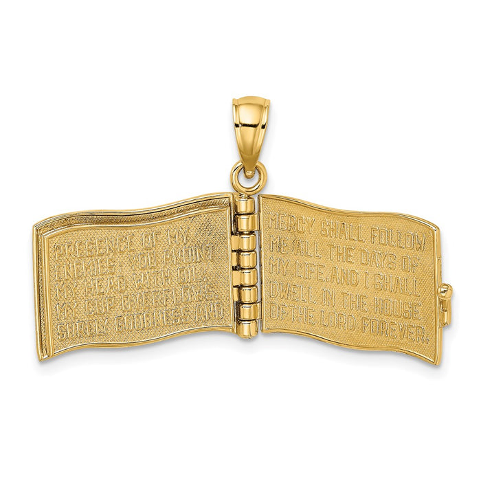 Million Charms 14K Yellow Gold Themed 3-D With Moveable Pages The Lord Is My Shepherd(Psalm 23) Charm