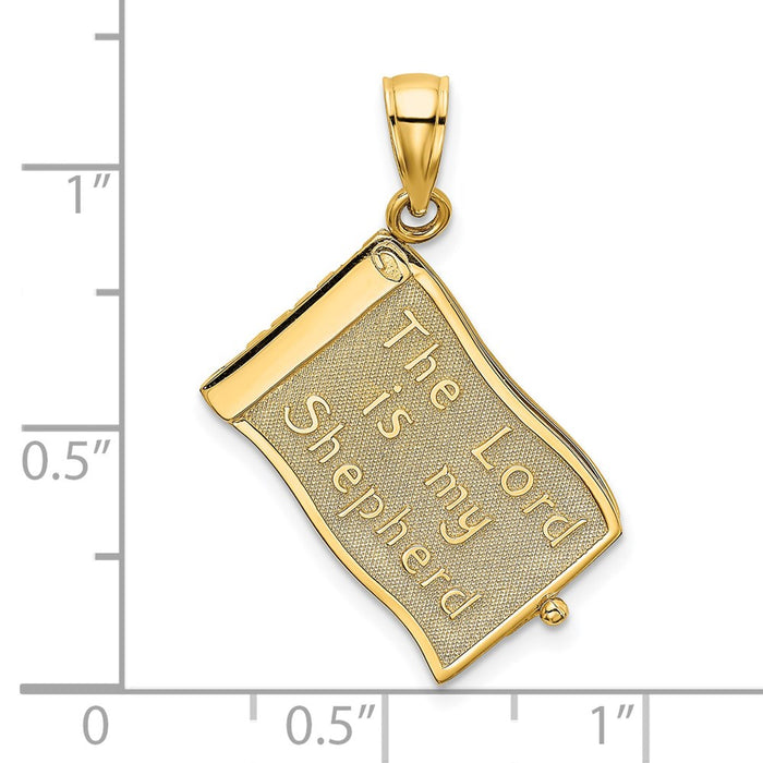Million Charms 14K Yellow Gold Themed 3-D With Moveable Pages The Lord Is My Shepherd(Psalm 23) Charm