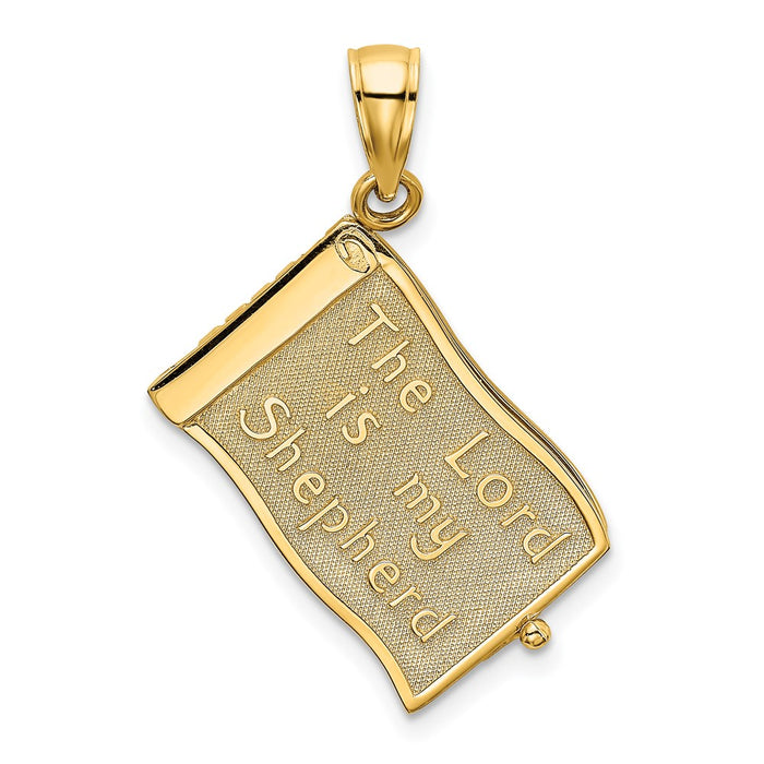 Million Charms 14K Yellow Gold Themed 3-D With Moveable Pages The Lord Is My Shepherd(Psalm 23) Charm
