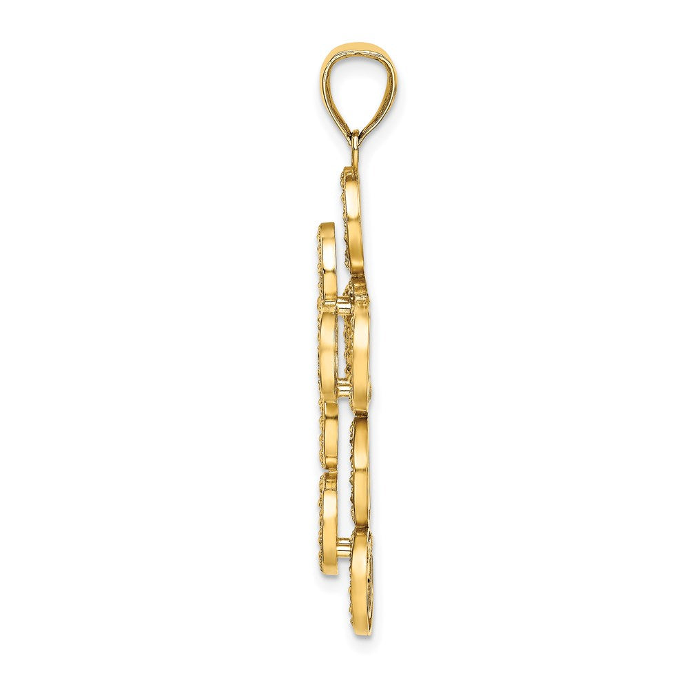 Million Charms 14K Yellow Gold Themed 2-D Circular Infinity Illusion Relgious Cross Charm
