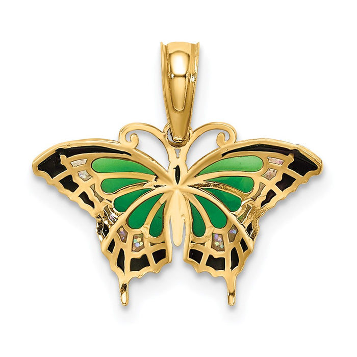 Million Charms 14K Yellow Gold Themed Small Stained Glass Butterfly Charm