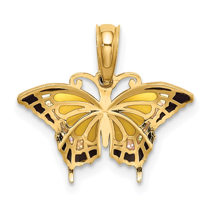 Million Charms 14K Yellow Gold Themed Small Stained Glass Yellow Butterfly Charm