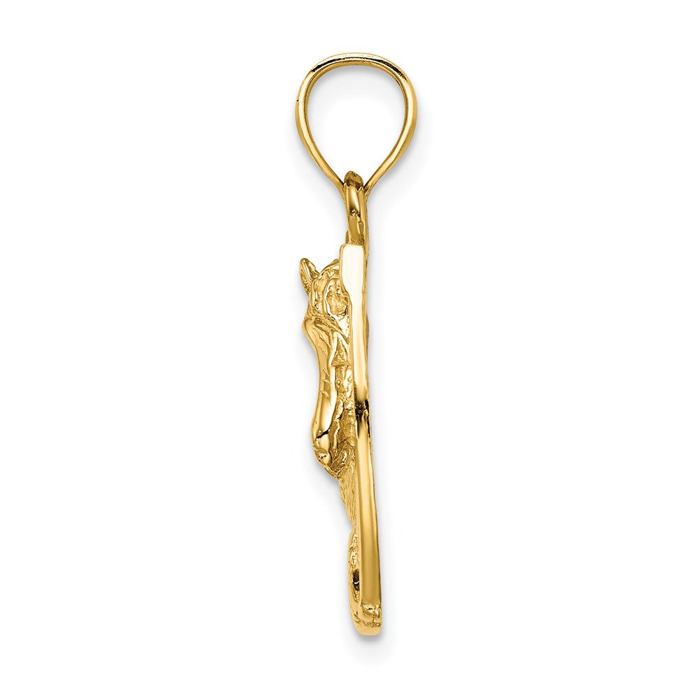 Million Charms 14K Yellow Gold Themed Horse Head In Horseshoe With Enameled Charm