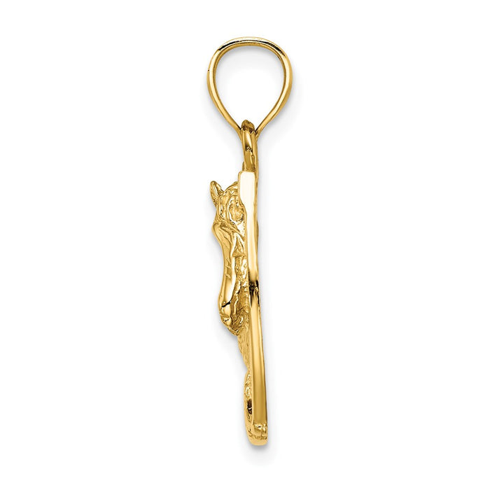 Million Charms 14K Yellow Gold Themed Horse Head In Horseshoe With Enameled Charm