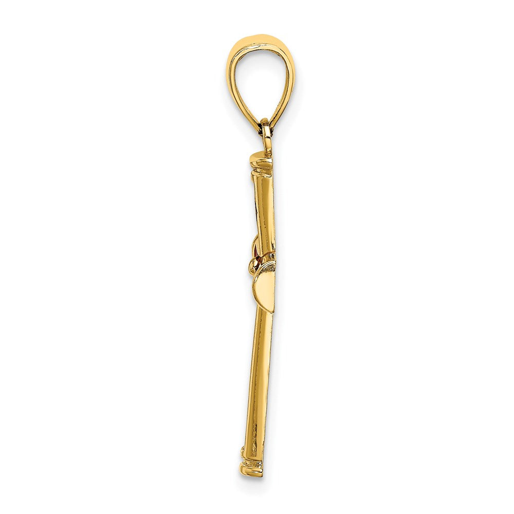 Million Charms 14K Yellow Gold Themed Red Stained Glass Relgious Cross Charm