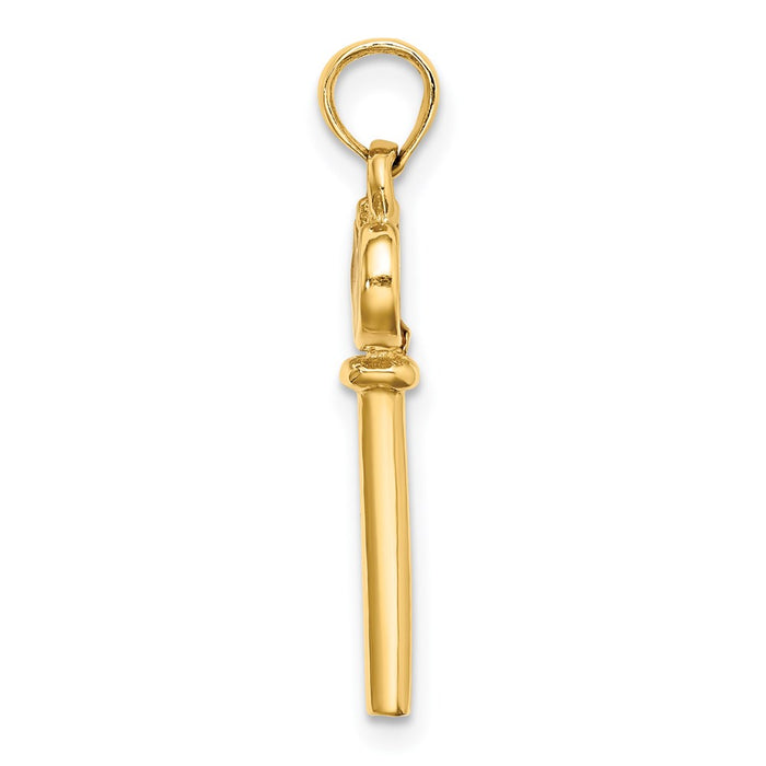 Million Charms 14K Yellow Gold Themed Polished Enameled Heart Key Charm