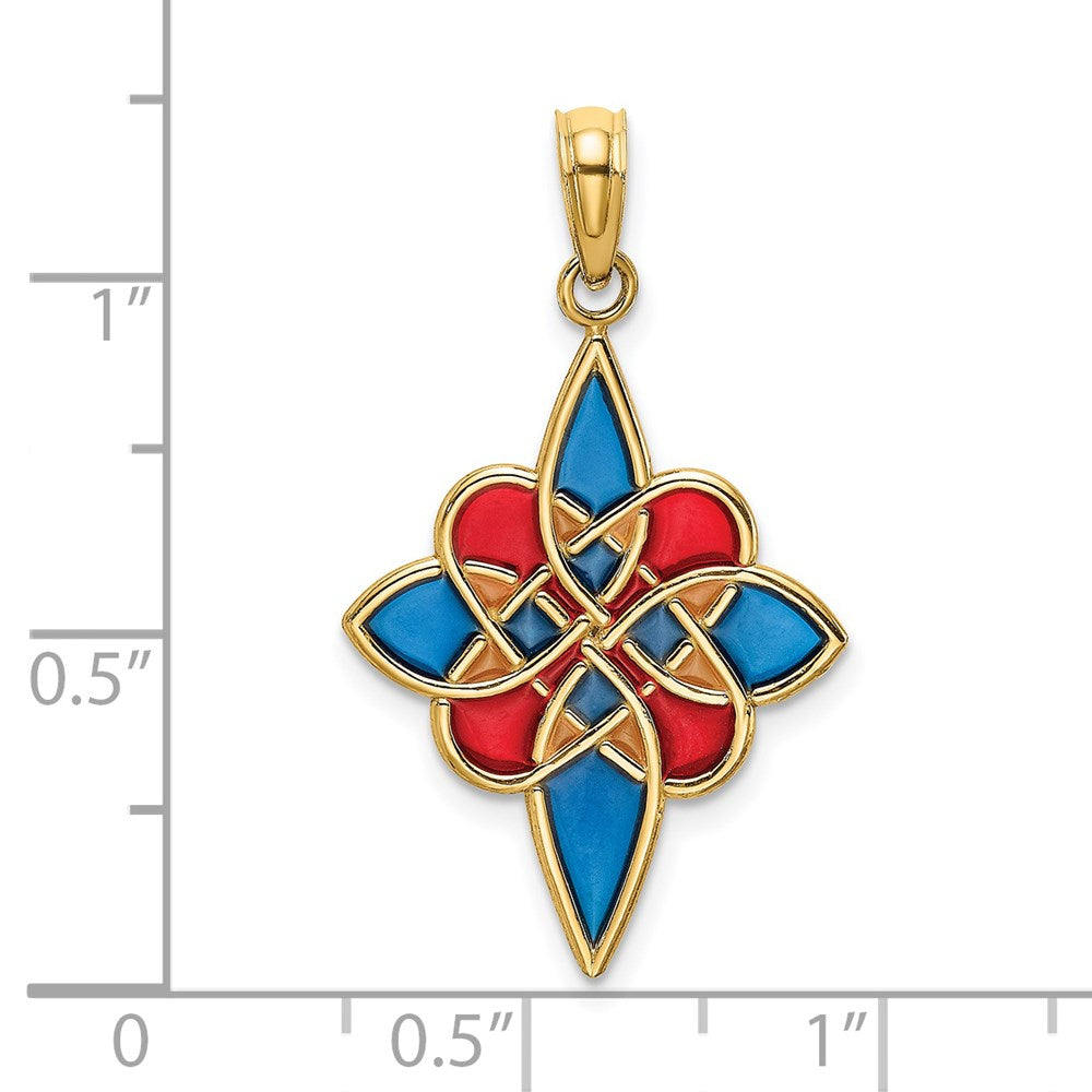 Million Charms 14K Yellow Gold Themed Enameled Celtic Knot Charm