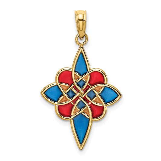 Million Charms 14K Yellow Gold Themed Enameled Celtic Knot Charm