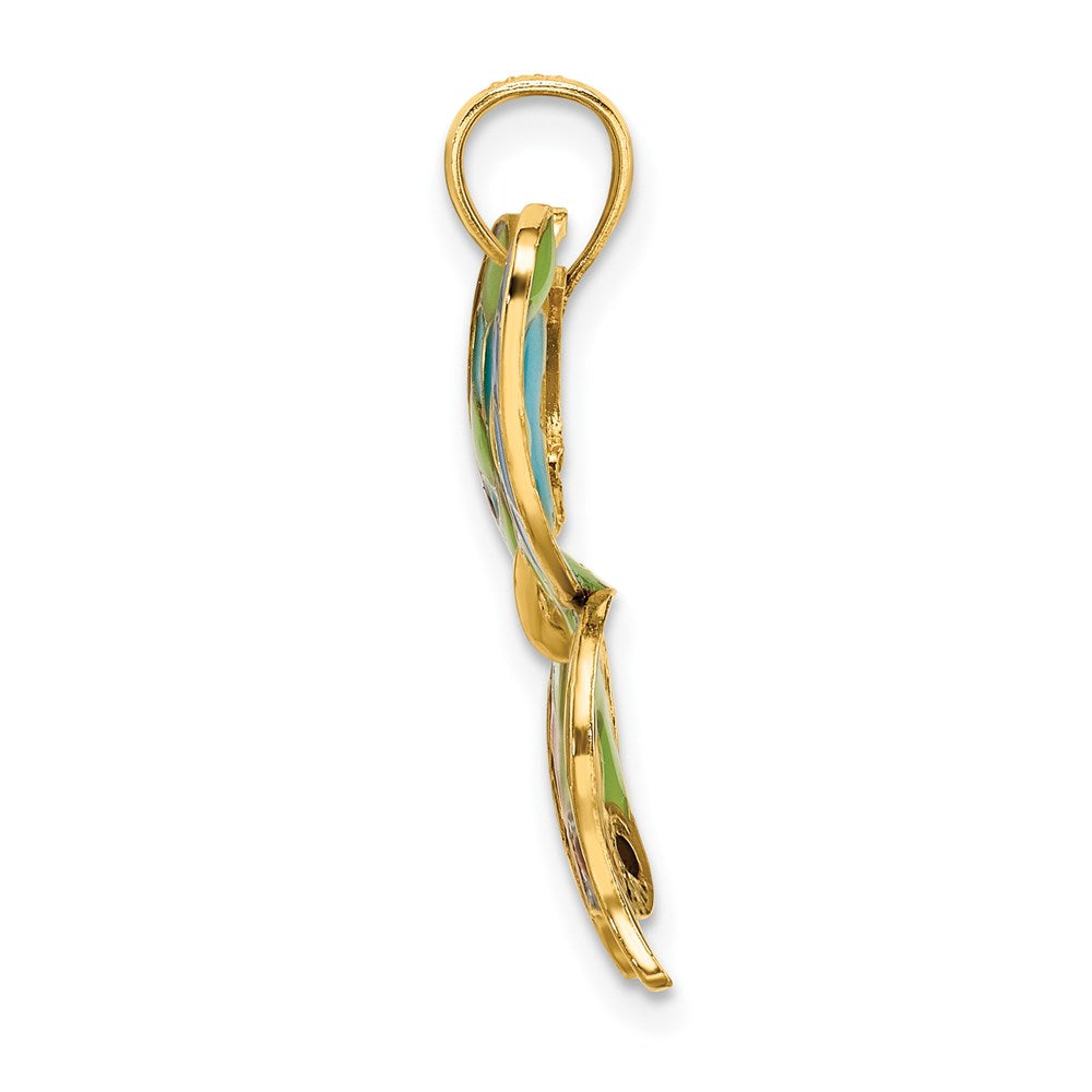 Million Charms 14K Yellow Gold Themed Enameled Butterfly Pendant