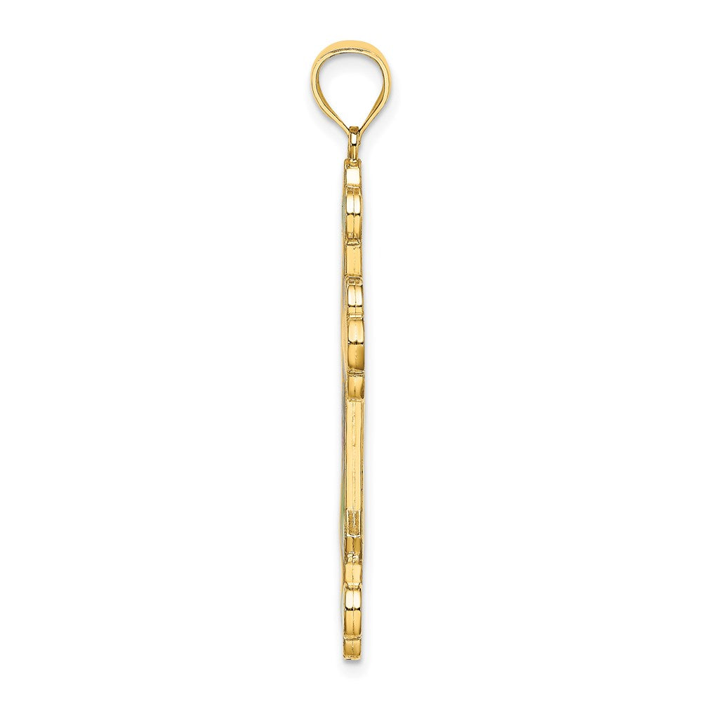 Million Charms 14K Yellow Gold Themed Multi Color Stained Glass Relgious Cross Charm