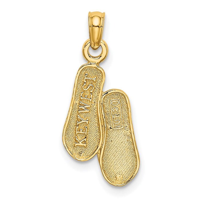 Million Charms 14K Yellow Gold Themed Key West Double Flip Flop Charm