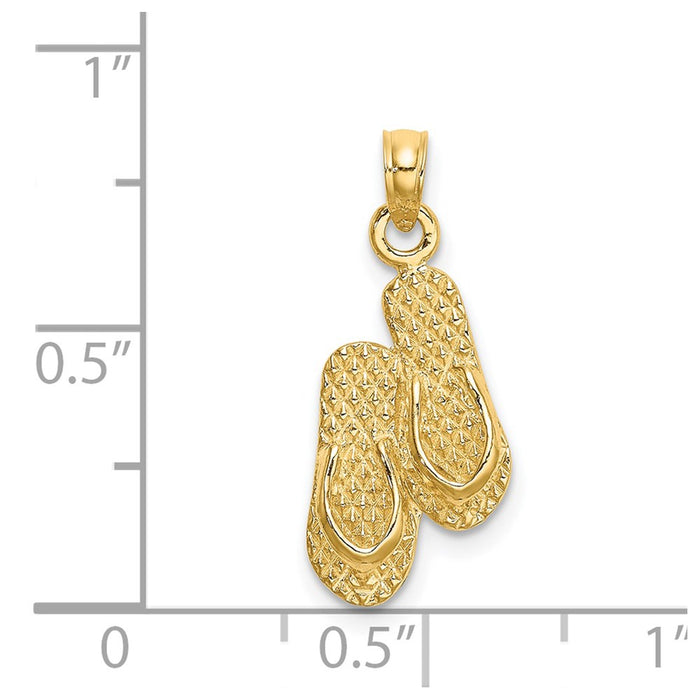 Million Charms 14K Yellow Gold Themed Key West Double Flip Flop Charm