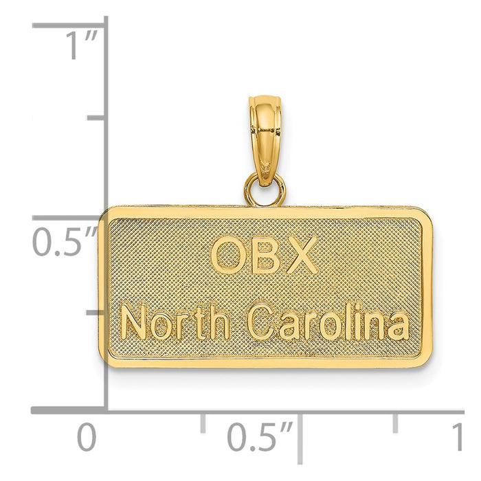 Million Charms 14K Yellow Gold Themed Obx North Carolina License Plate Charm