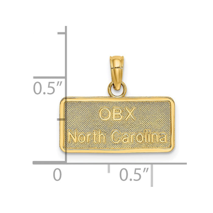 Million Charms 14K Yellow Gold Themed Obx North Carolina License Plate Charm