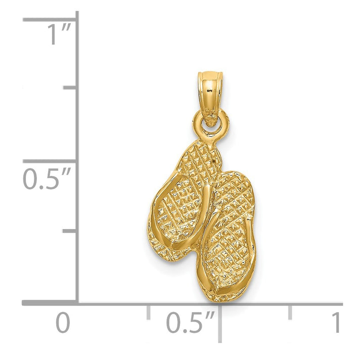 Million Charms 14K Yellow Gold Themed Pawleys Island Double Flip-Flop