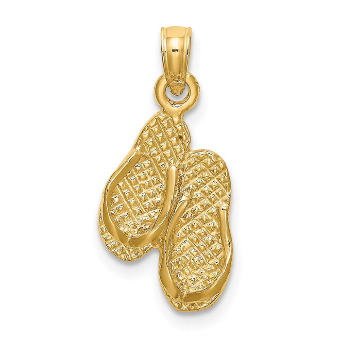 Million Charms 14K Yellow Gold Themed Pawleys Island Double Flip-Flop